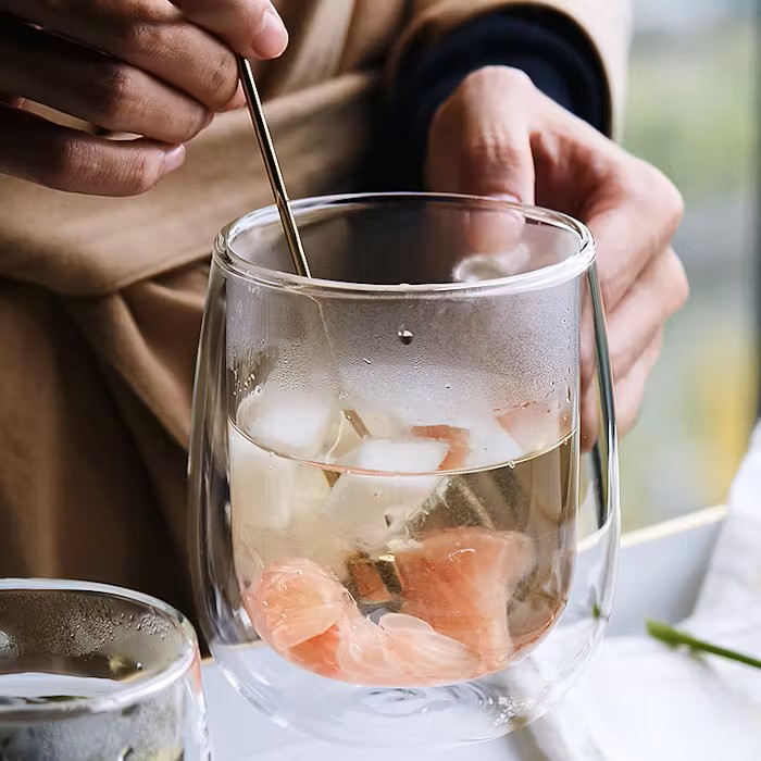 350ml Double Wall Glass Coffee Mug - Image 4