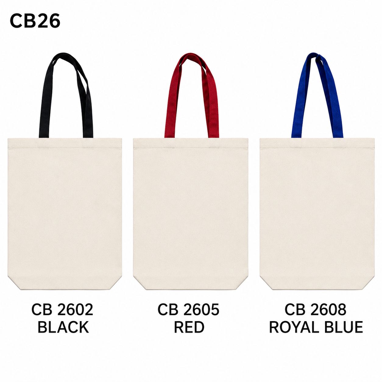 Cotton Canvas Tote Bag (12oz) w/ Colored Handle CB26-27