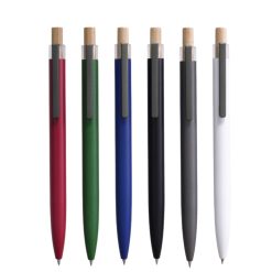 Recycled Aluminum Gel Pen with Bamboo Cap