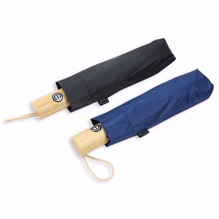 21'' Automatic Foldable RPET Umbrella with Bamboo Handle - Image 3