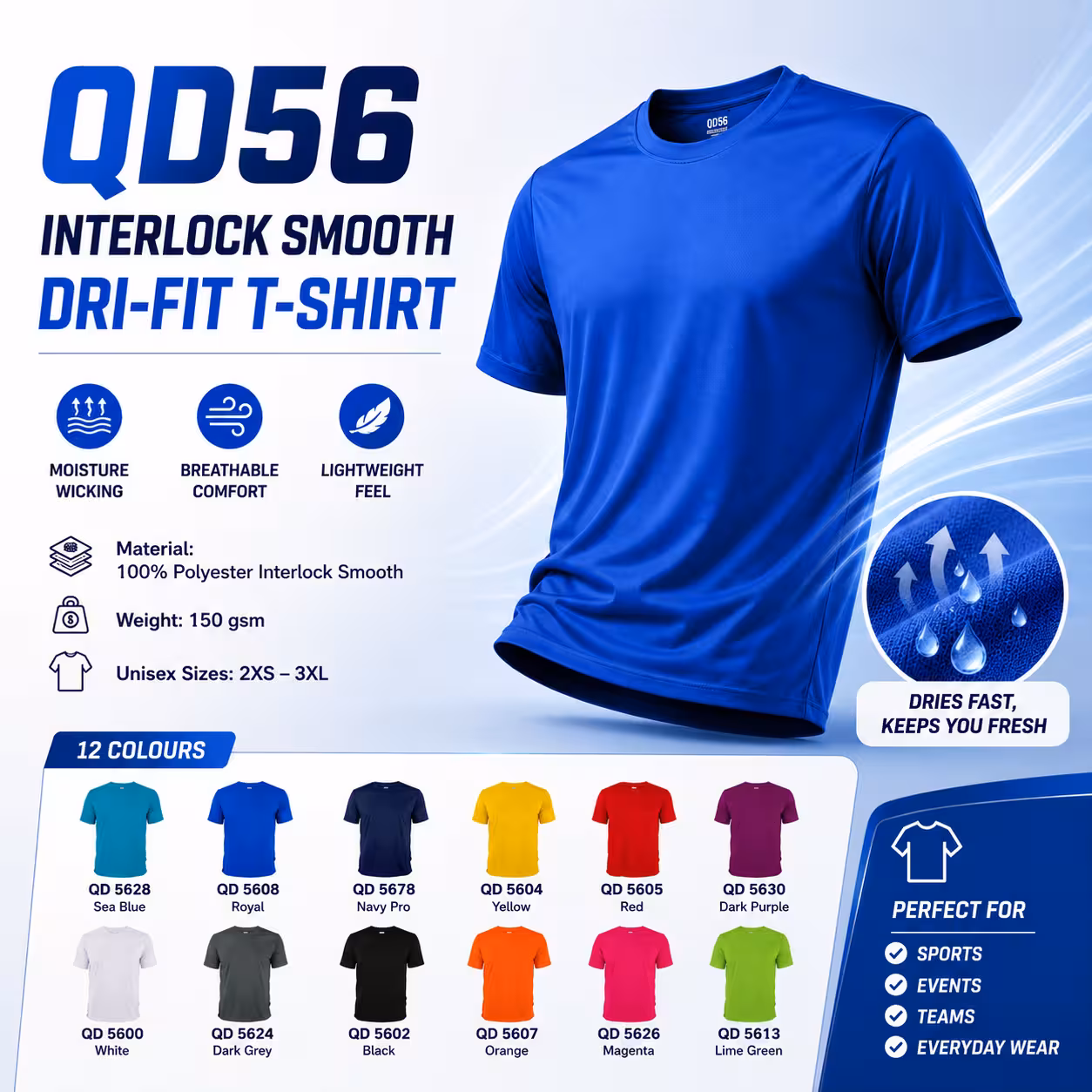 Dri-Fit Polyester Interlock Round Neck T-Shirt QD56