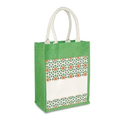 Alternative view of Jute Bag with Canvas Compartment (JUTE270)