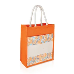 Alternative view of Jute Bag with Canvas Compartment (JUTE275)