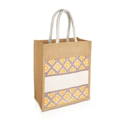 Jute Bag with Canvas Compartment (JUTE278)