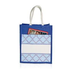 Alternative view of Jute Bag with Canvas Compartment (JUTE278)