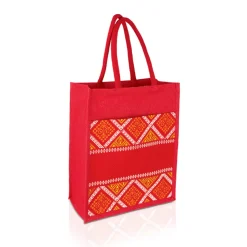 Alternative view of Jute Bag with Canvas Compartment (JUTE279)