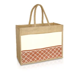 Jute Bag with Canvas Compartment (JUTE281)