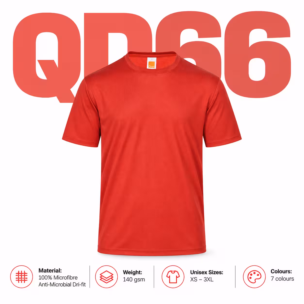 QD66 Dri-Fit Round Neck T-Shirts (Anti-Microbial)