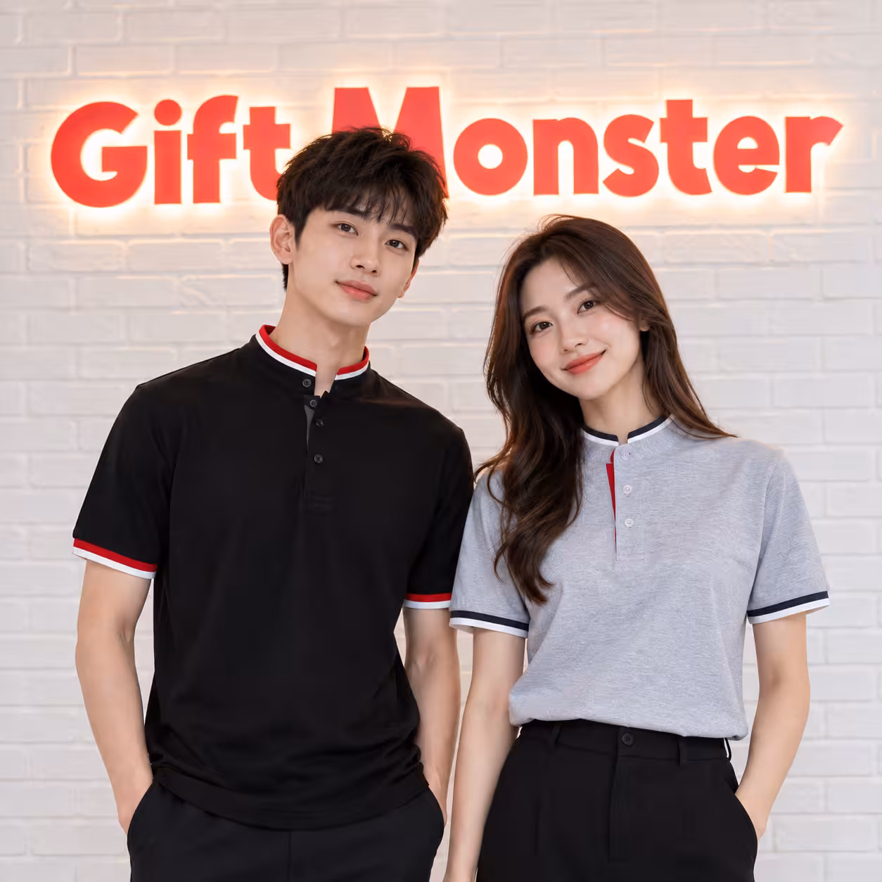 Multi-Tone Mandarin Collar Polo T-Shirt HC23