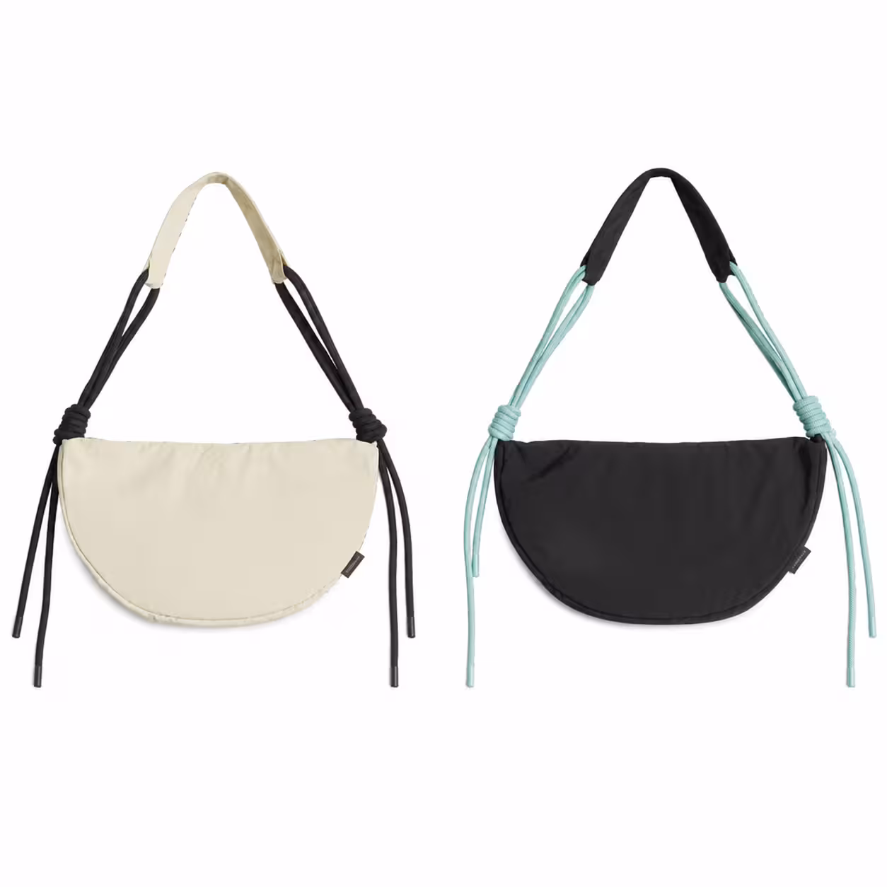 Crinkled Nylon Half Moon Crossbody Sling Bag