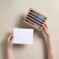 Eco-Friendly Corrugated Paper Pen Set with 5 Gel Pens
