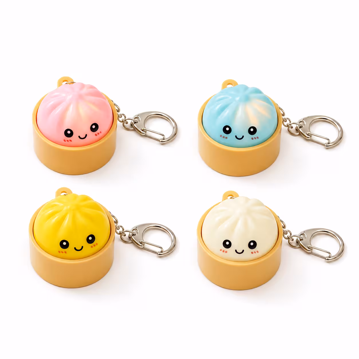 Cute Kawaii Steamed Bun Clicker Fidget Toy Keychain