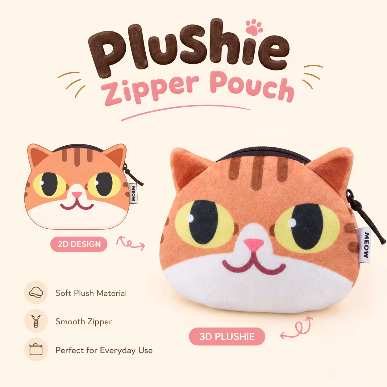 Plushie zipper pouch