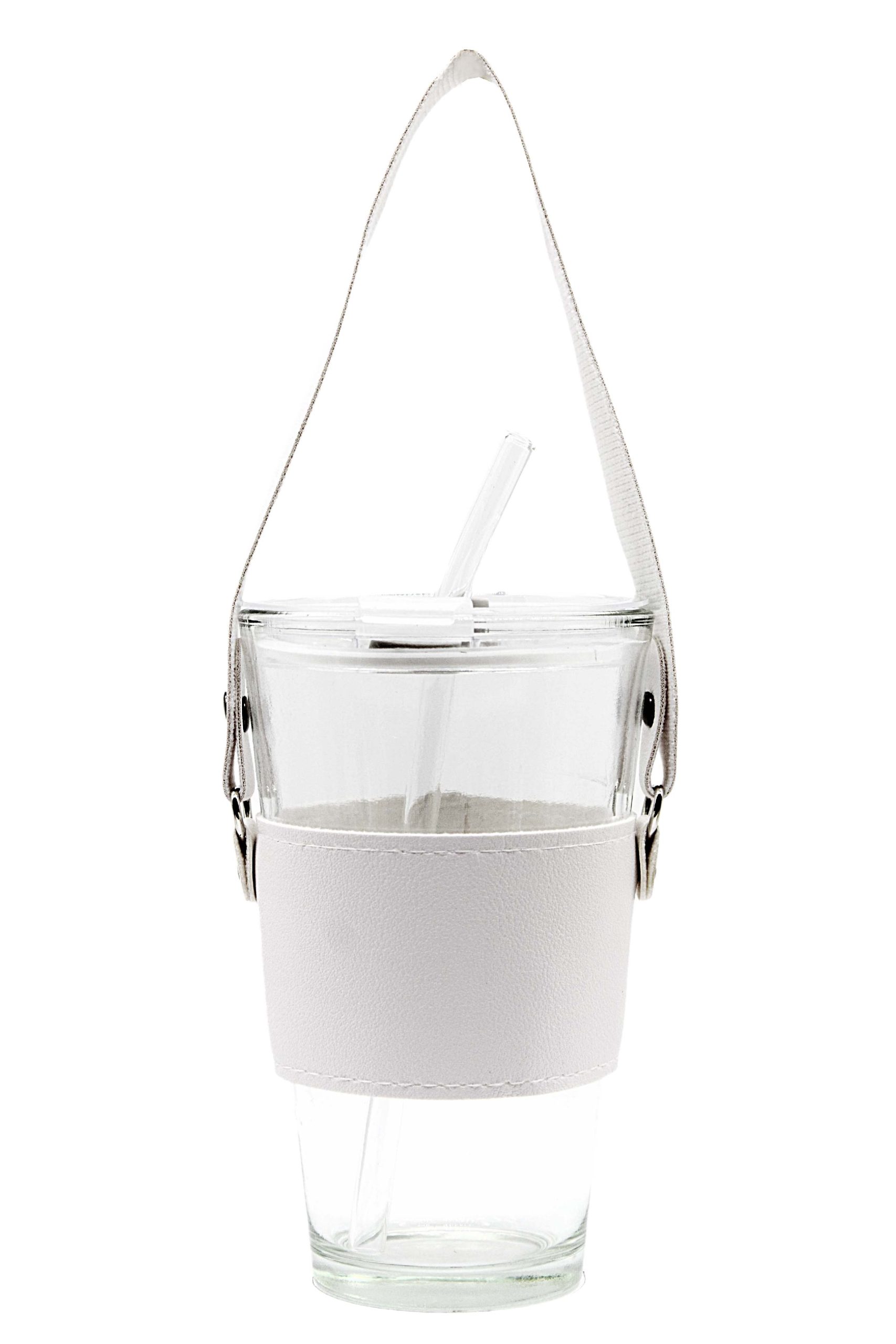 450ml Glass Tumbler with PU Leather Sleeve AM67 - Image 3