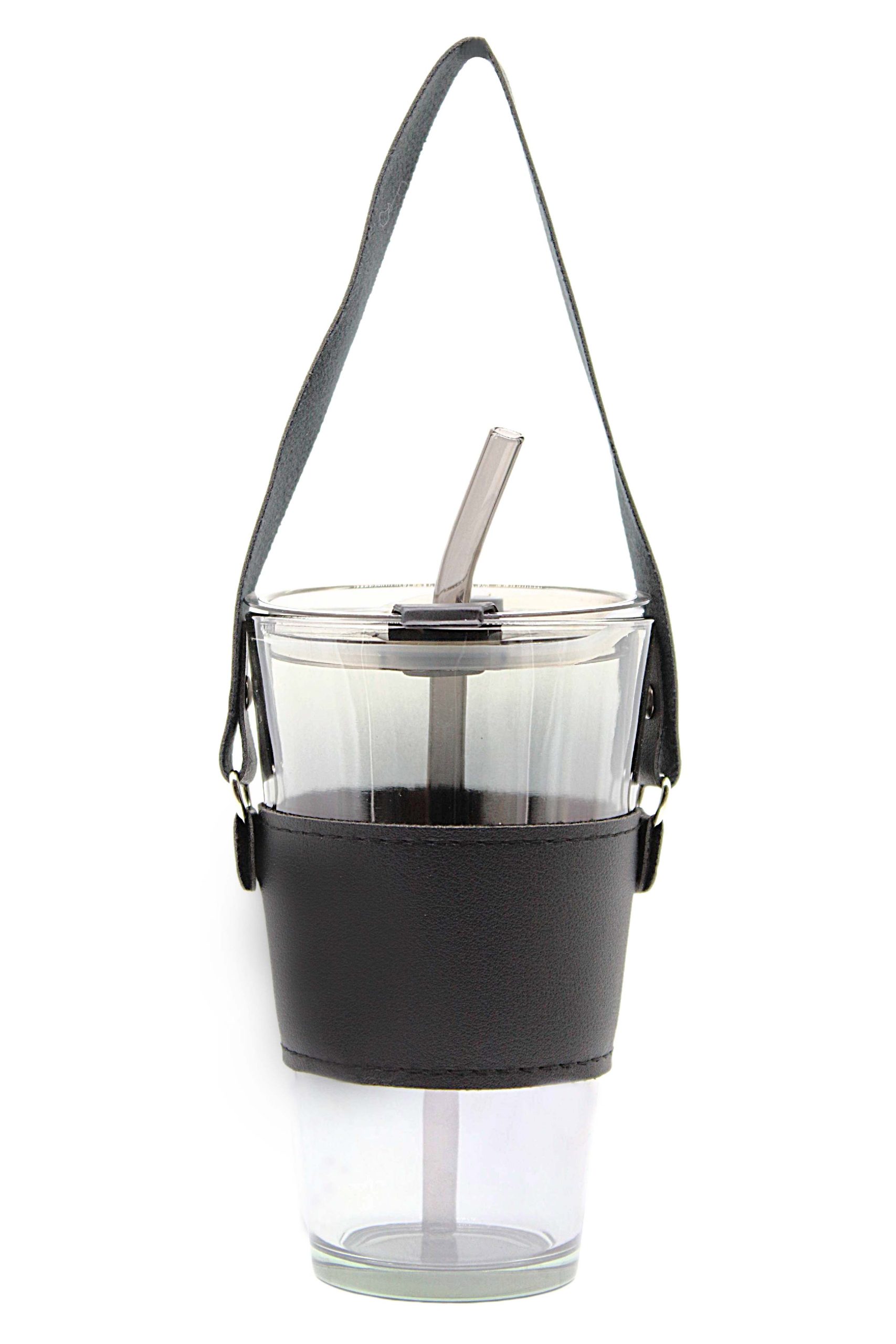 450ml Glass Tumbler with PU Leather Sleeve AM67 - Image 2