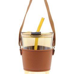 450ml Glass Tumbler with PU Leather Sleeve AM67