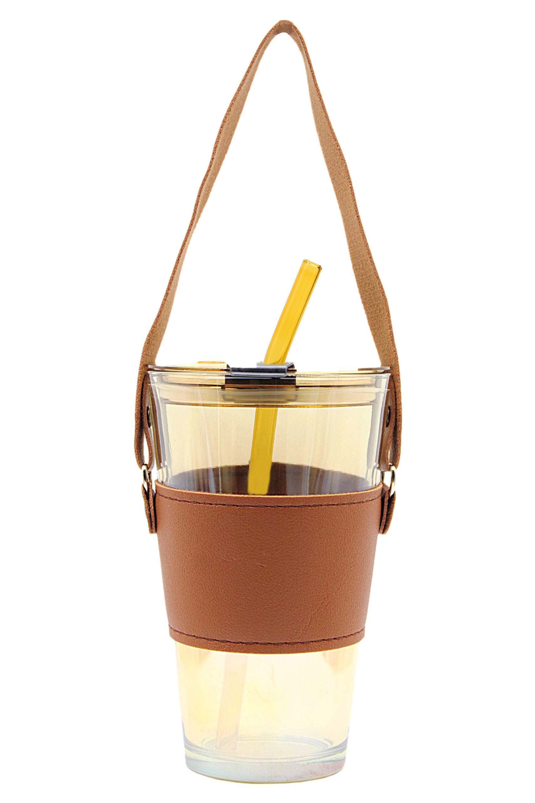 450ml Glass Tumbler with PU Leather Sleeve AM67