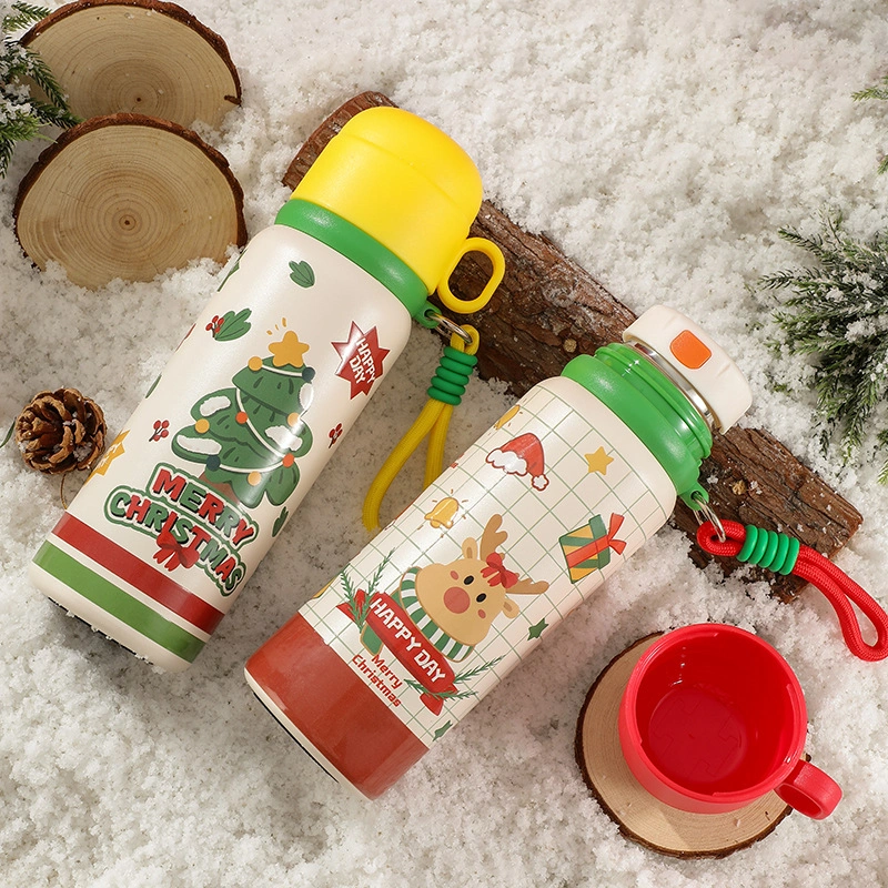 550ml Christmas Vacuum Water Bottle with Strap - Image 3