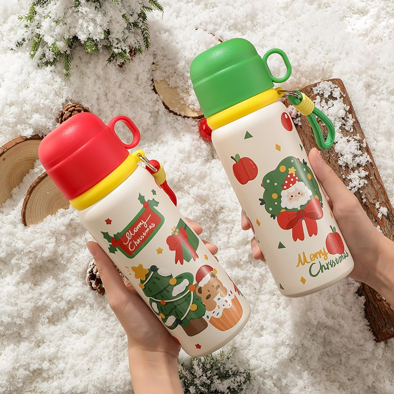 550ml Christmas Vacuum Water Bottle with Strap