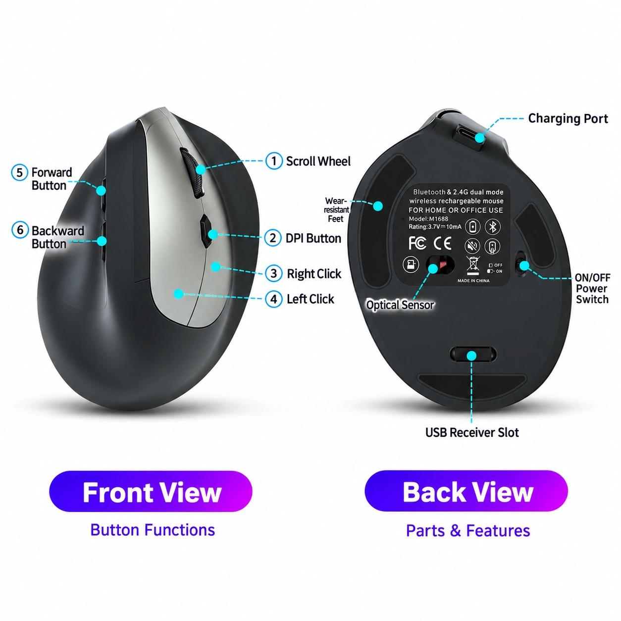 Ergonomic Rechargeable Mouse - Image 2